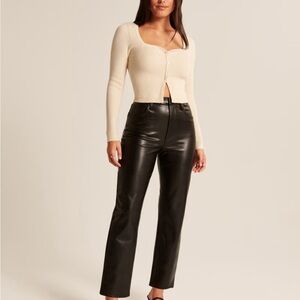 Abercrombie & Fitch Black Ankle Straight Pants - Curve Love High Rise
